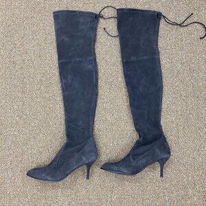 Stuart Weitzman Tiemodel Anthracite Suede Over The Knee Boots